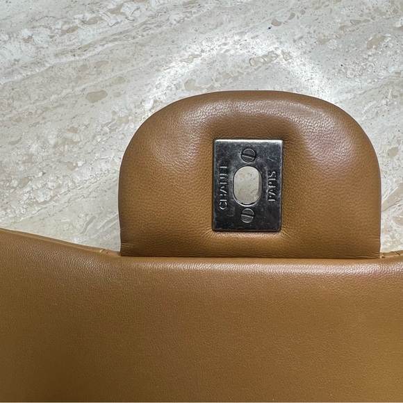 Chanel Tan Lambskin Caviar Quilted Jumbo Classic Double Flap Bag (2014-2015) - Picture 11 of 15